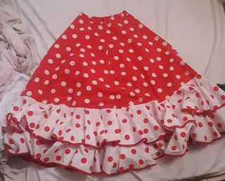 Falda rociera lunares roja-blanca
