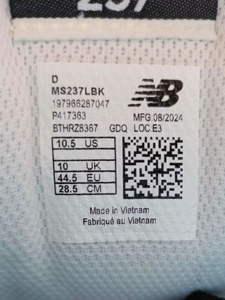 Zapatillas New Balance 237 talla 44.5 negro