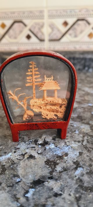 3 Dioramas Corcho Chino Vintage