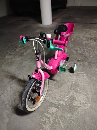 Bicicleta infantil Decathlon 14" rosa