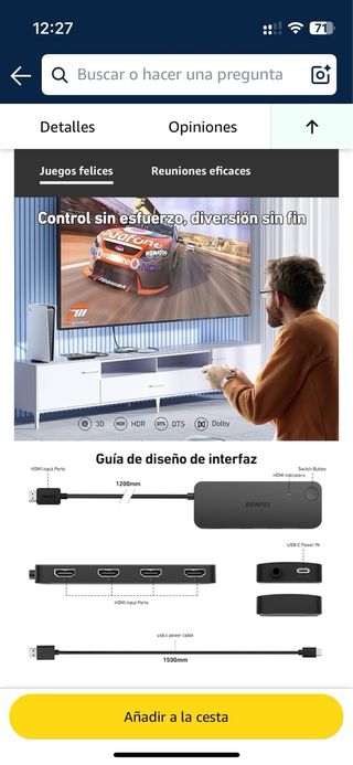Conmutador HDMI Benfei 4x1