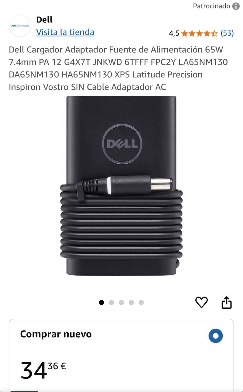 Cargador Dell 65W HA65NM130