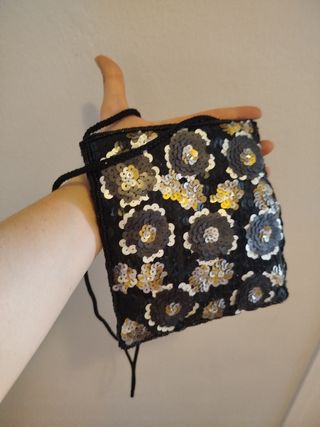 Bolso fiesta negro, plata y dorado