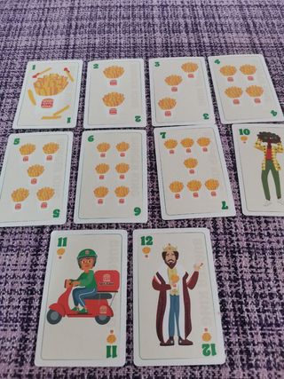 Juego cartas comida años 70