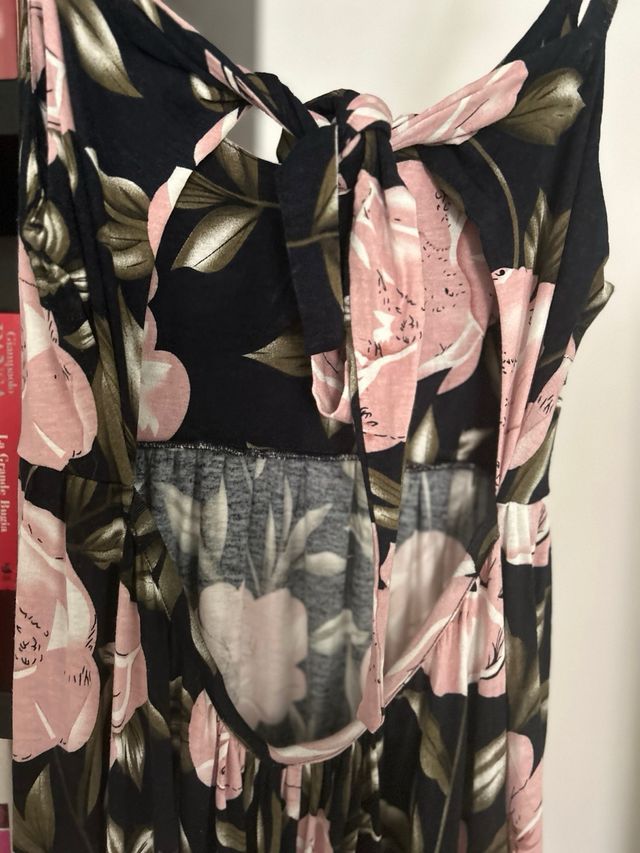 Vestito lungo floreale nero