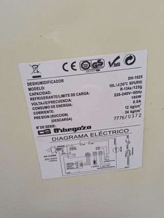 DESUHUMIDIFICADOR ORBEGOZO