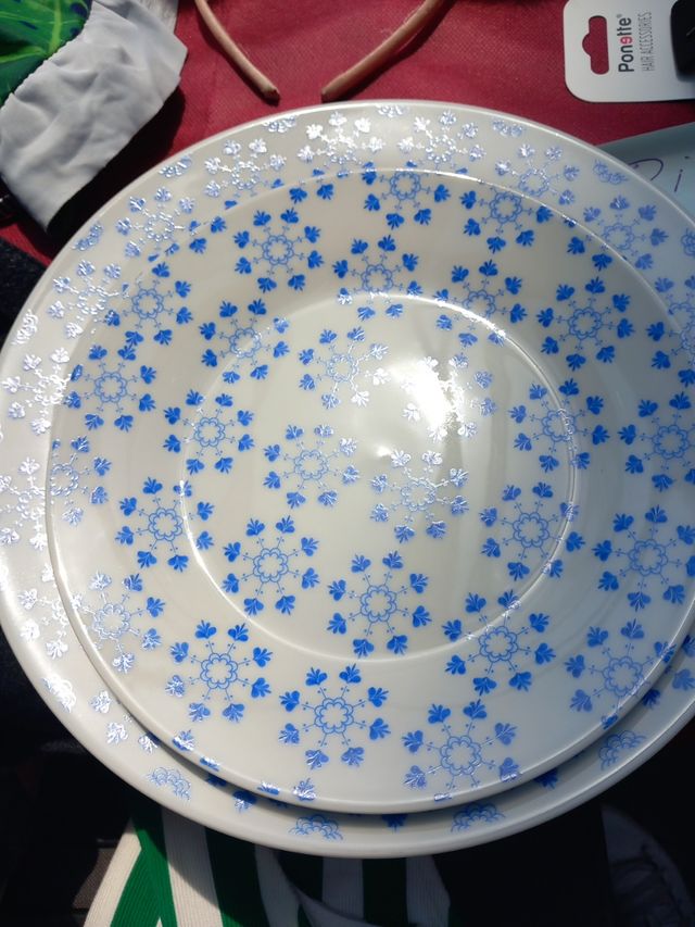 Vajilla porcelana 18 piezas azul y blanco