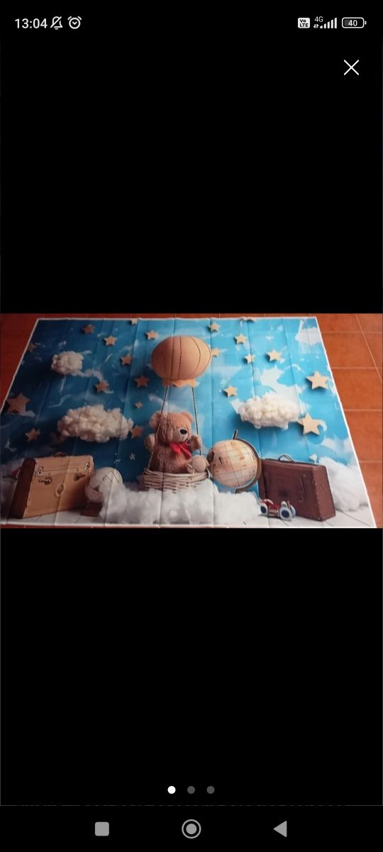 Fondo foto bebé - Globos y oso