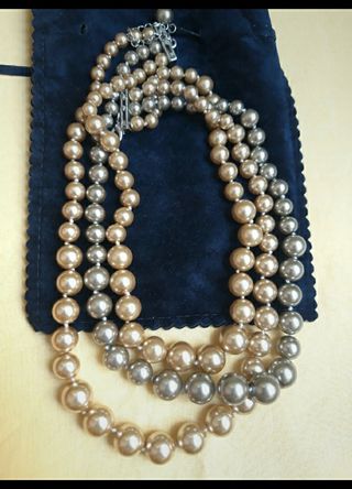 Collana perle 3 fili oro argento