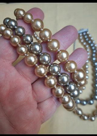 Collana perle 3 fili oro argento