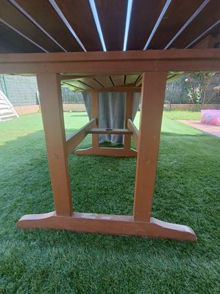 Mesa ovalada jardín madera, para barniz, encolar