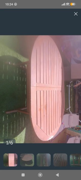 Mesa ovalada jardín madera, para barniz, encolar
