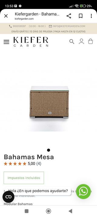 Mesa Bahamas KieferGarden - Ratán cristal nuevo