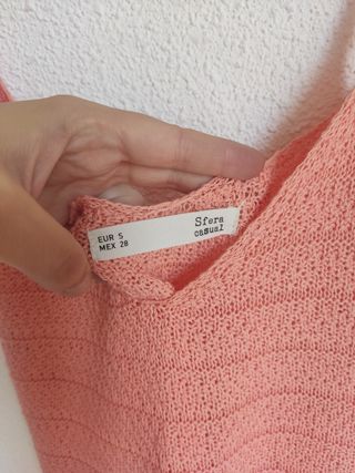 Top tirantes tejido coral
