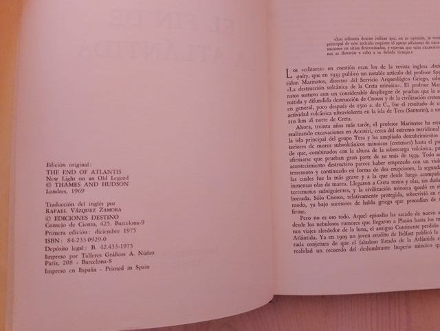 LIBRO EL FIN DE LA ATLÁNTIDA DE J.V. LUCE