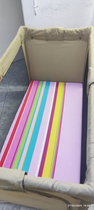 Cuna viaje + colchón, beige