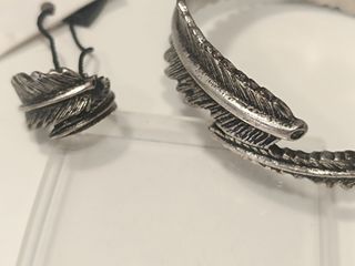 MANGO Anillo y brazalete plateados