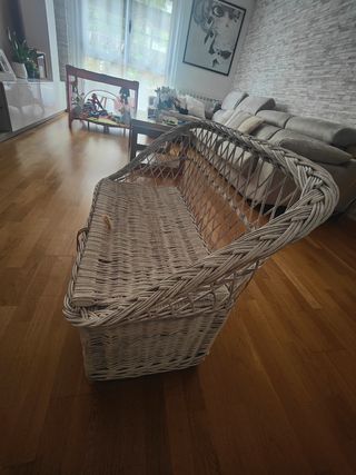 Arcón mimbre sofá - blanco gris