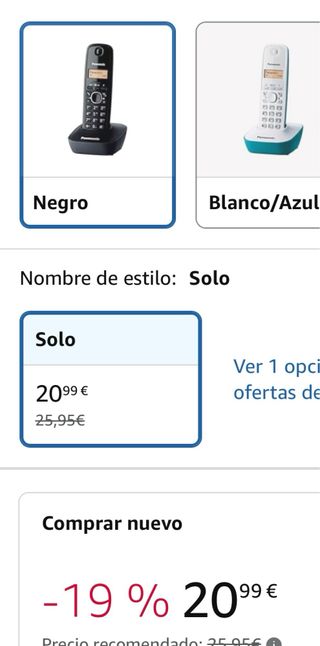 Panasonic KX-TG1611 Teléfono inalámbrico