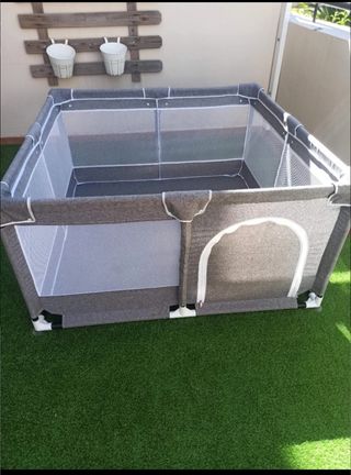 Parque infantil plegable gris 120x120x64