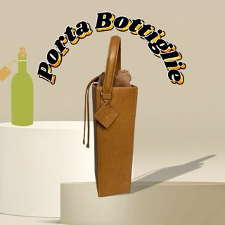 Porta Bottiglie Pelle Marrone