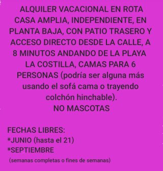 ROTA - ALQUILER VACACIONAL PLAYA LA COSTILLA