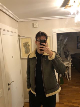 Cazadora borrego verde militar