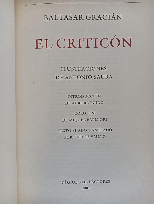 BALTASAR GRACIÁN, EL CRITICÓN, ANTONIO SAURA