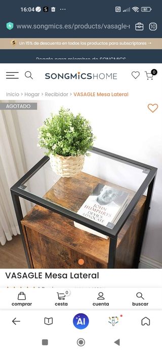 Mesa auxiliar estilo industrial nuevo