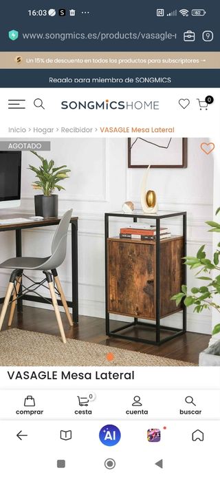 Mesa auxiliar estilo industrial nuevo