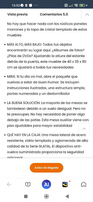 Mesa auxiliar estilo industrial nuevo