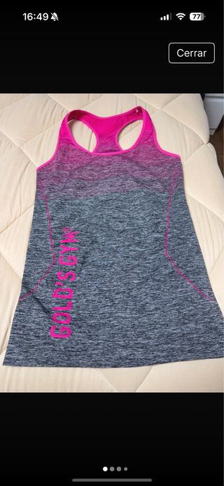 Camiseta gym Gold's Gym gris-rosa