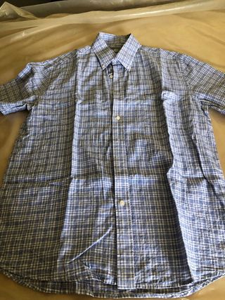3 Camicie Uomo Maniche Corte - Blu & Bianco