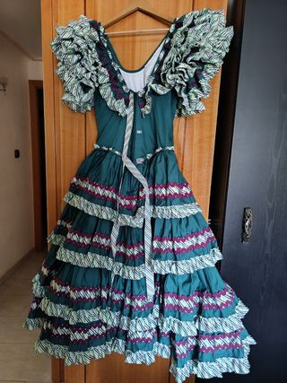 Vestido Flamenca Verde Botella - Talla 44
