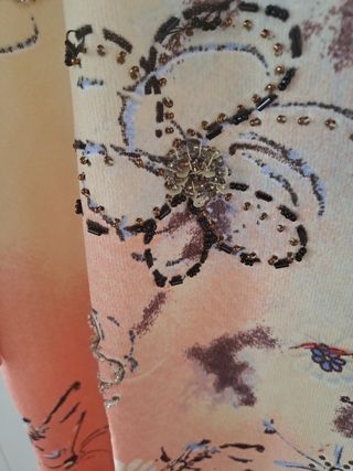 Blusa vintage fiori paillettes maniche corte