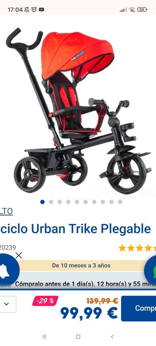 Bicicleta infantil UrbanTrike marca Molto.