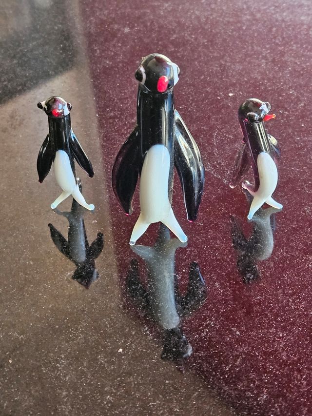 3 Pingüinos cristal Murano