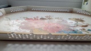 Vassoio vintage metallo fiori