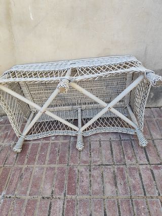 Mesa mimbre blanco salón