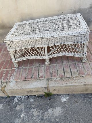 Mesa mimbre blanco salón
