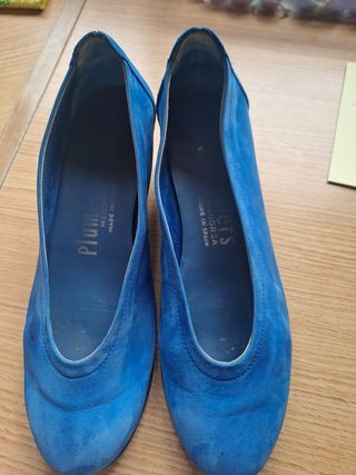 Zapatos Plumers ante azul, talla 37