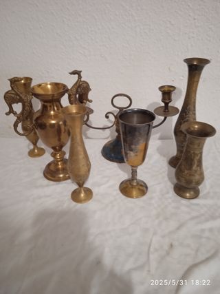 Jarrones latón antiguos India (7)