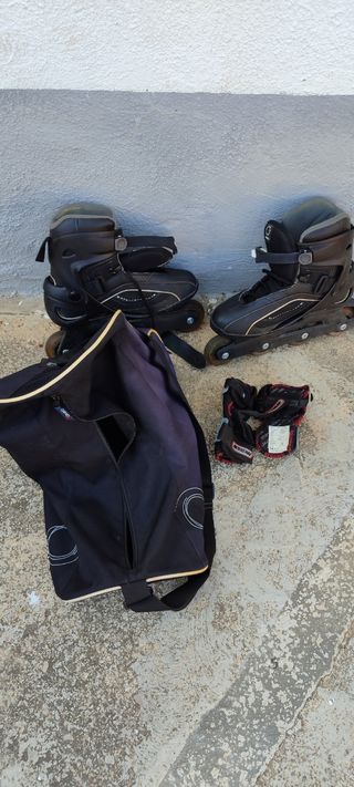 Patines linea+bolsa transporte+protecciones muñeca