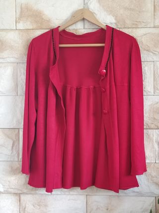 Chaqueta punto rojo 48 mujer