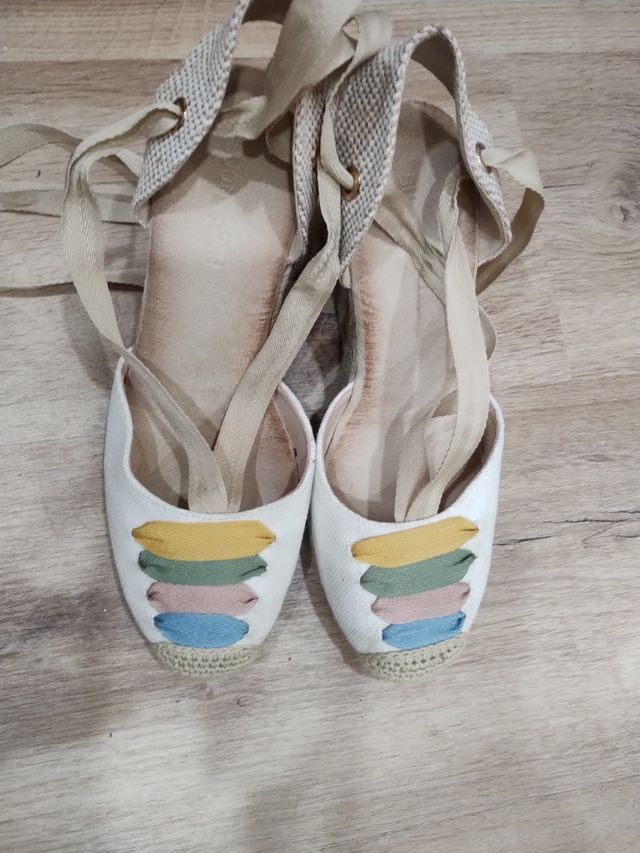 Alpargatas cuña mujer - blancas