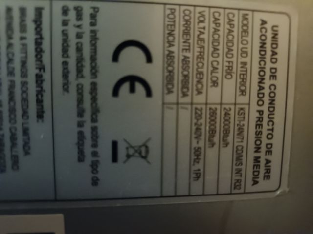 Aire acondicionado Kosner conductos EN GARANTIA.