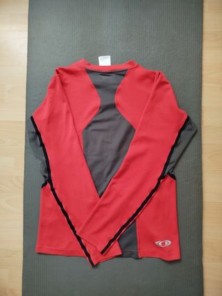 Camiseta Salomon running M roja y gris
