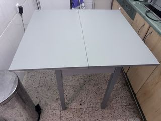 Mesa cocina cristal extensible gris