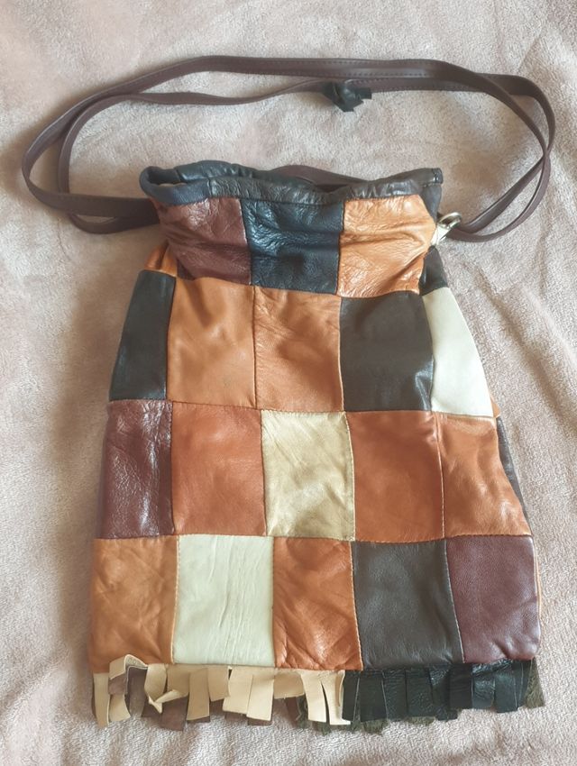 Bolso patchwork piel - marrón