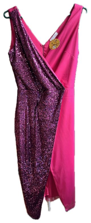 REBAJAS Vestido lentejuelas fucsia-morado
